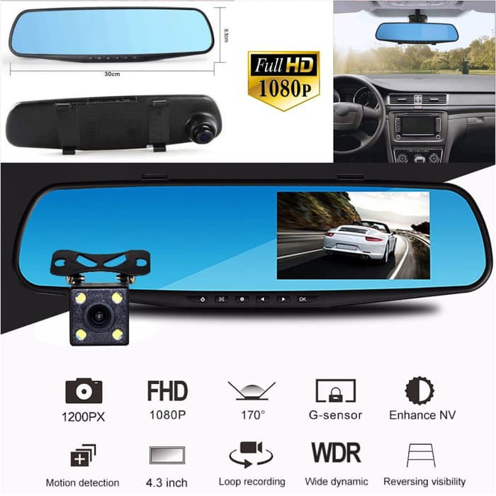 Espejo retrovisor 4 en 1 Pantalla Táctil